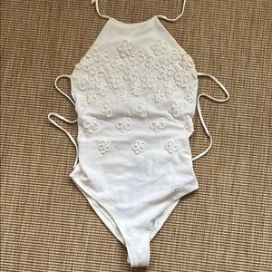 Blumarine White Floral One Piece Swimsuit